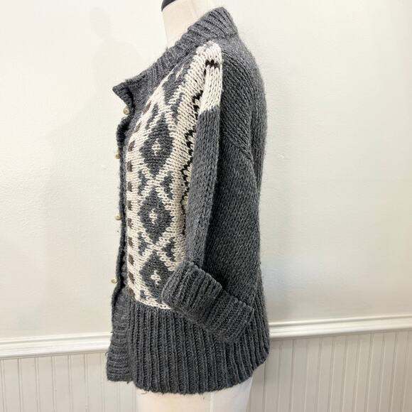 Anthropologie Elsamanda Size M Cardigan Sweater Wool Alpaca Fisherman Gorp Italy - Picture 2 of 14